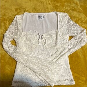 Guess White Lace Long Sleeve Top